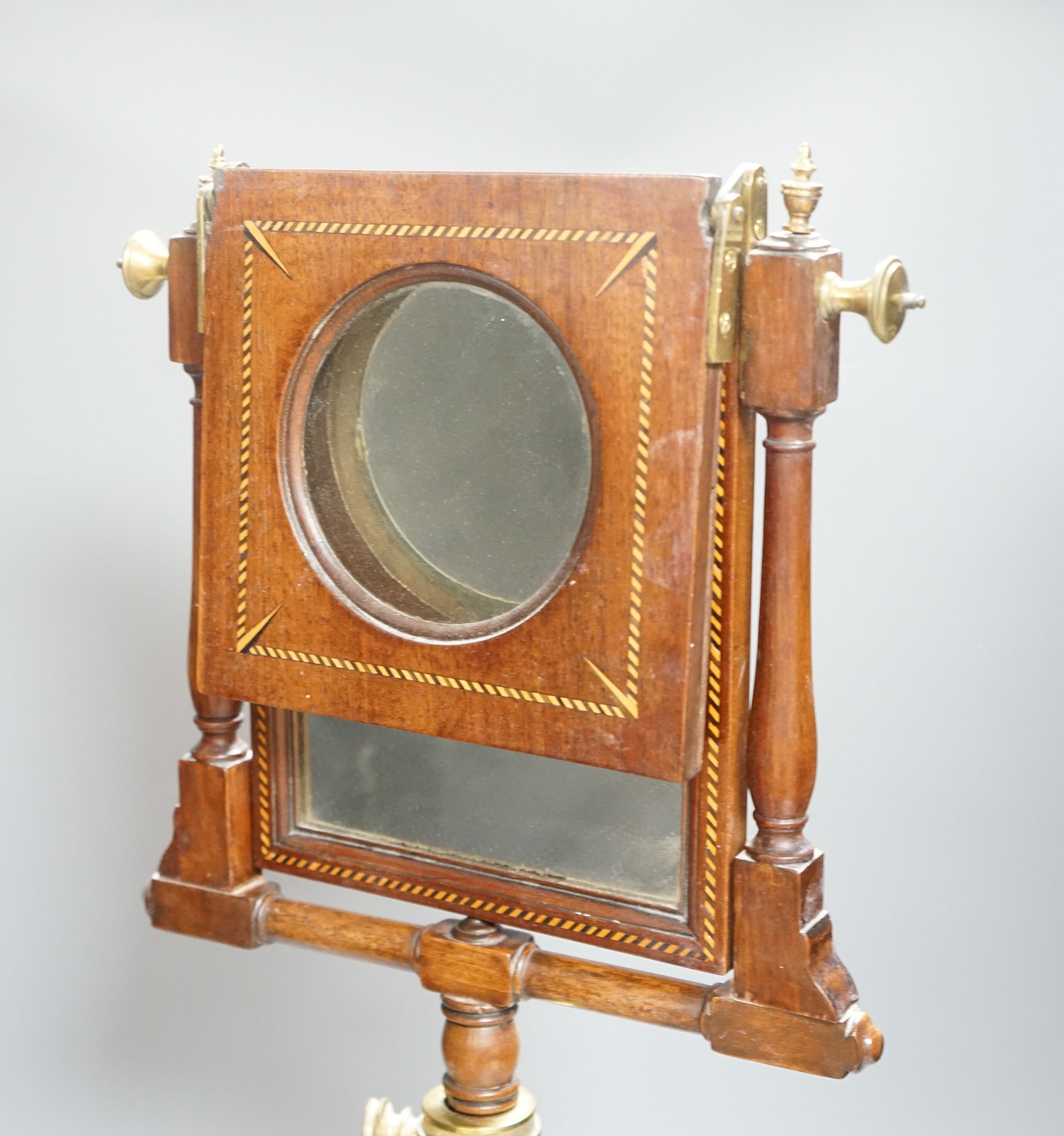 A George III inlaid mahogany zograscope, 62cm